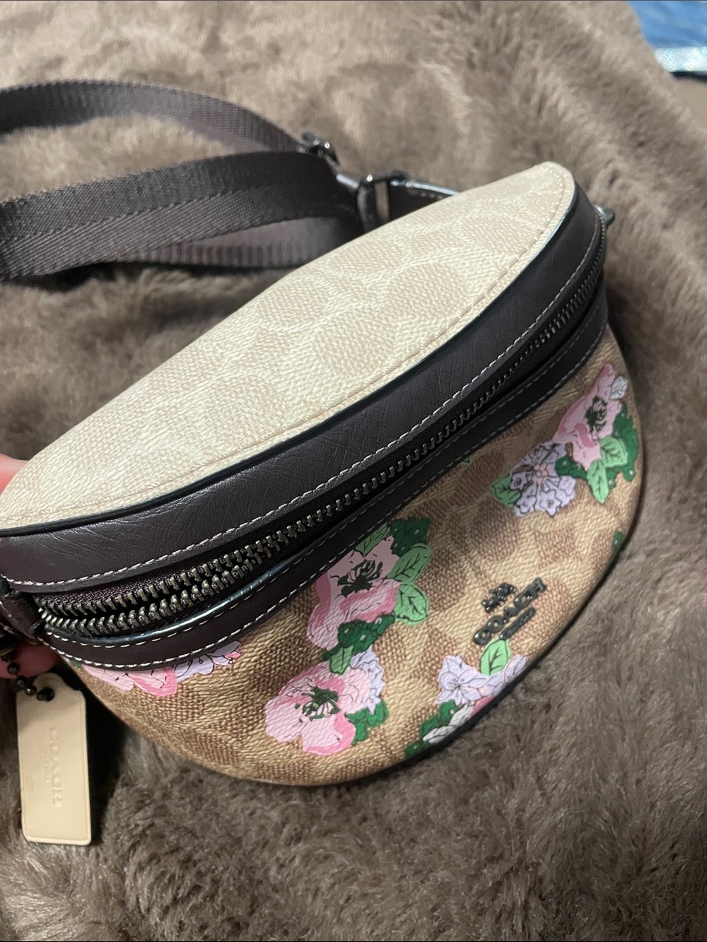 Coach Purse Leather Floral Bethany Belt Bag Signature Canvas Blossom Print - Picture 2 of 8